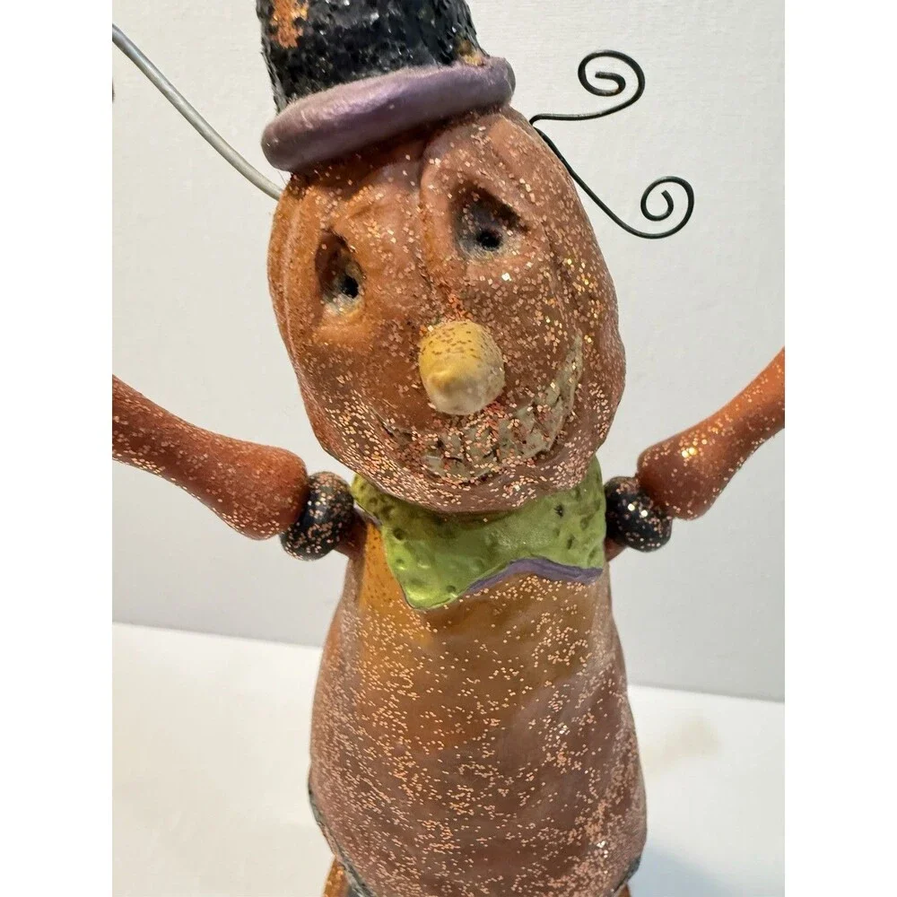 Primitive Pumpkin Jack O Lantern Resin Figurine Halloween Artist E. Smithson MCM